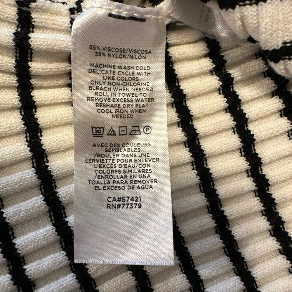 Ann Taylor XL Black and White Off Shoulder Striped Knit Top - Picture 5 of 5